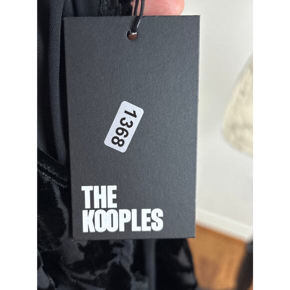 B27 The Kooples Burnout Velvet Mini Dress Womens 1 US 4 Floral Parisian Chic - Picture 13 of 14